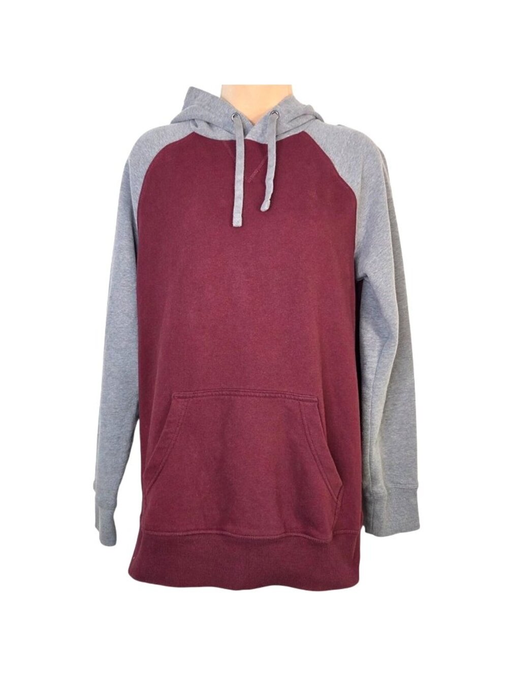 Goodfellow & Co Mens Burgundy & Gray Raglan Hoodie Sweatshirt M